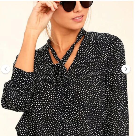 LULU’S | On The Spot Black Polka Dot‎ Button Up Top | Size Medium Women's - Picture 15 of 15